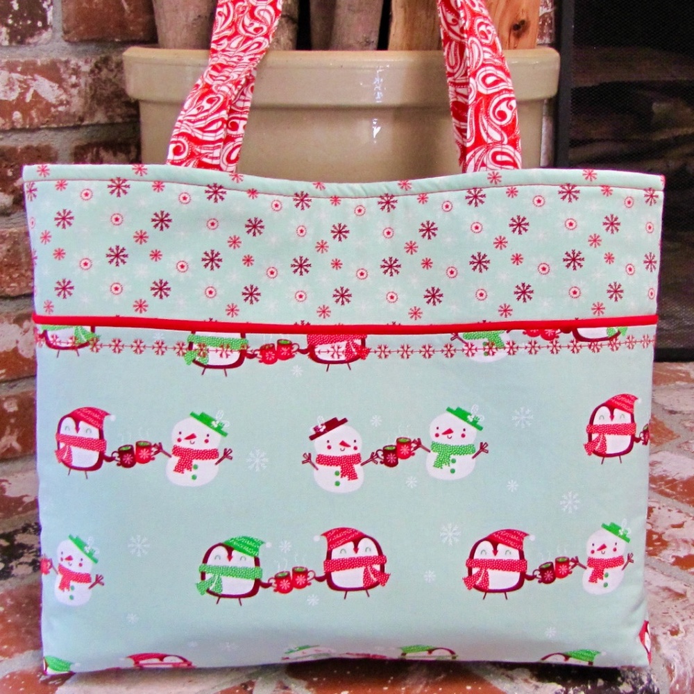 Handmade Snowman Tote Bag Winter Purse Made in USA OOAK